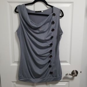 Grey Show Lai Tank Top with Button Detail